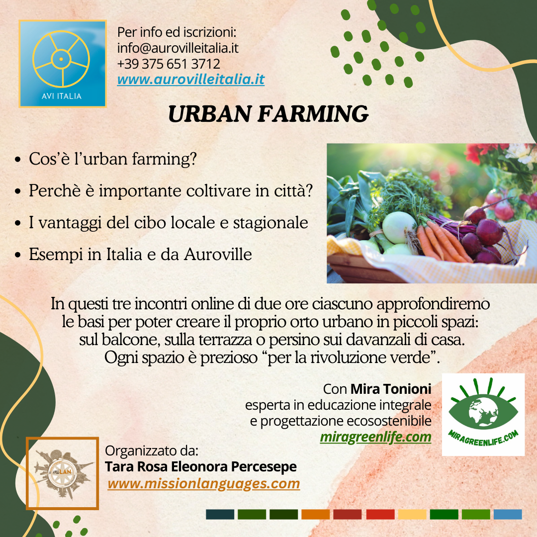 Corso online “Urban Farming” da martedi 17 settembre