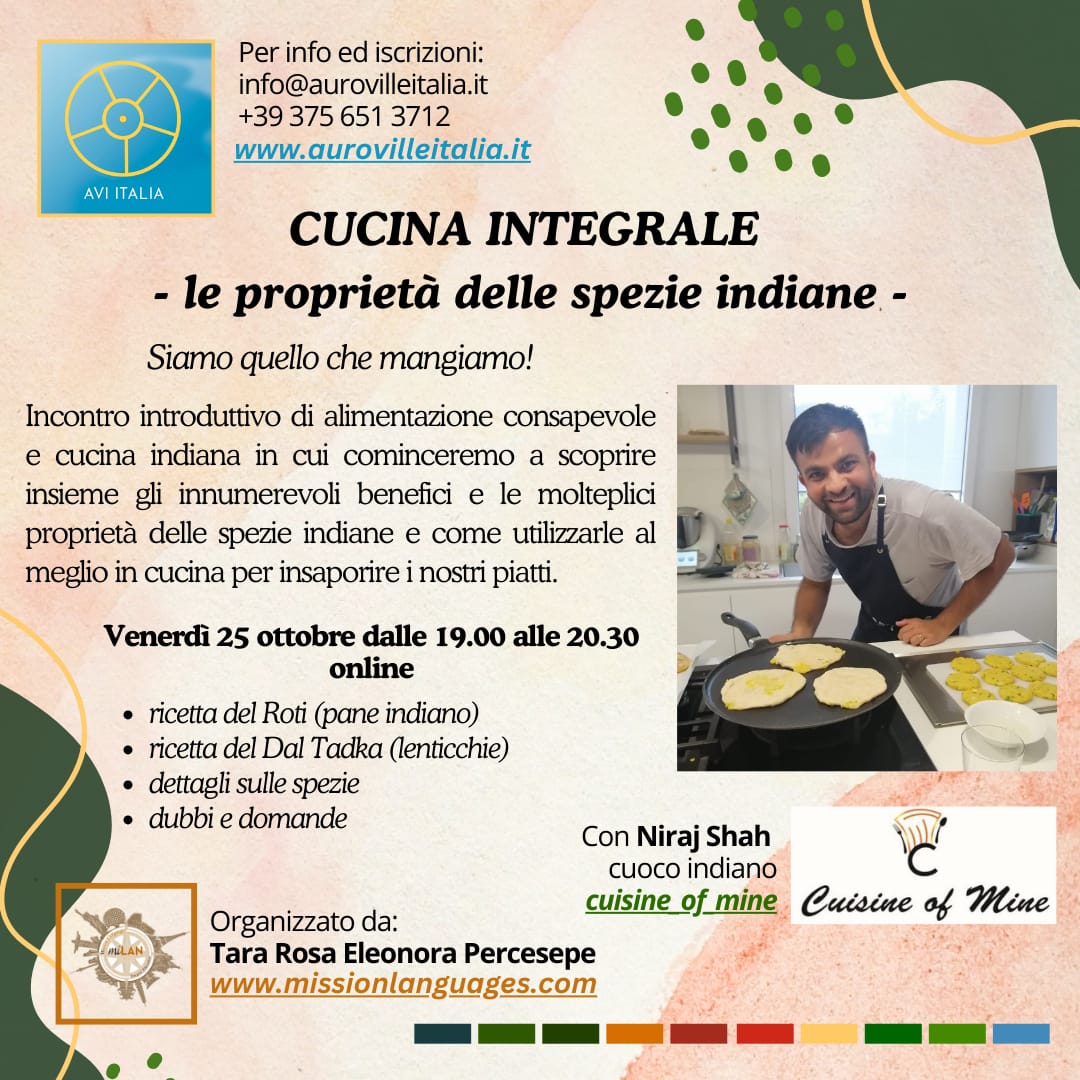 Cucina Integrale | Le Proprietà delle Spezie Indiane | Evento on Line con Niraj Shah | Venerdì 25 Ottobre ore 19:00